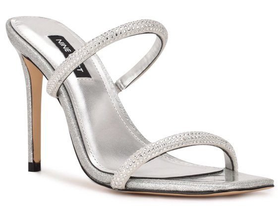 silver sparkle mule heels