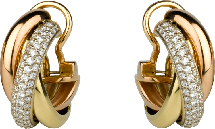 CRB8031900 - Trinity earrings - White gold, yellow gold, pink gold, diamonds - Cartier