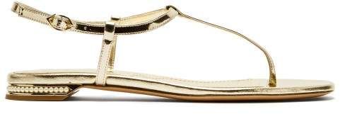 Casati Faux Pearl Heel Leather Sandals - Womens - Gold