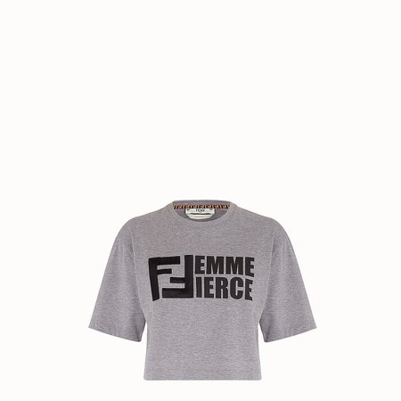 Gray cotton T-shirt - T-SHIRT | Fendi