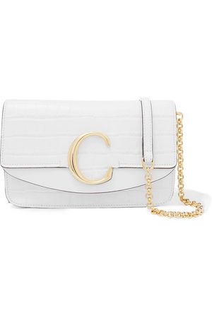 Chloé | Chloé C mini leather-trimmed croc-effect shoulder bag | NET-A-PORTER.COM