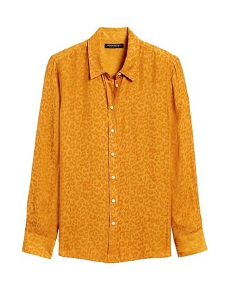 Dillon Classic-Fit Leopard Shirt | Banana Republic yellow