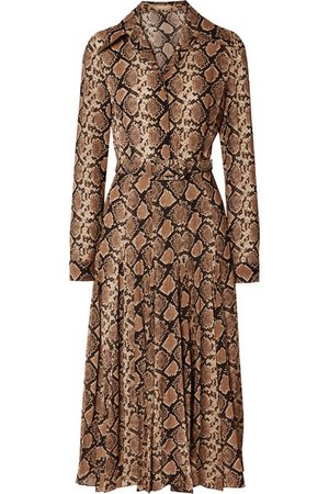 Michael Kors Collection | Belted snake-print silk-crepe midi dress | NET-A-PORTER.COM