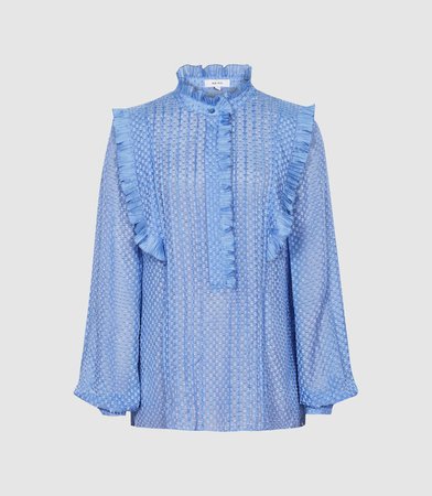 Taylor Blue Ruffle Detailed Blouse – REISS
