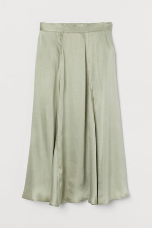 Satin Skirt - Light green - | H&M US