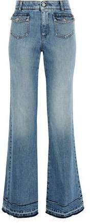 Frayed Faded High-rise Bootcut Jeans