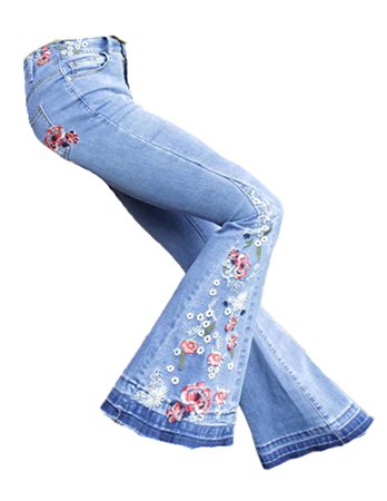 Embroidered Flower Bell Bottoms