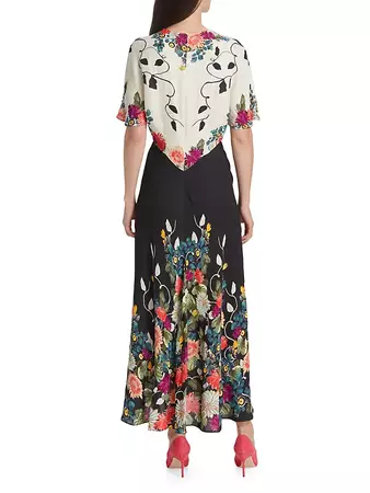 Shop Saloni Marta Floral Midi-Dress | Saks Fifth Avenue