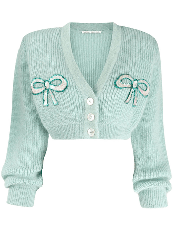 ALESSANDRA RICH Bow Detail Cropped Cardigan