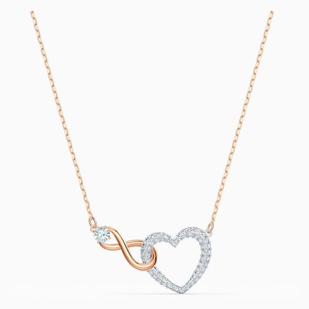 Swarovski Infinity Heart Necklace, White, Mixed metal finish | Swarovski.com