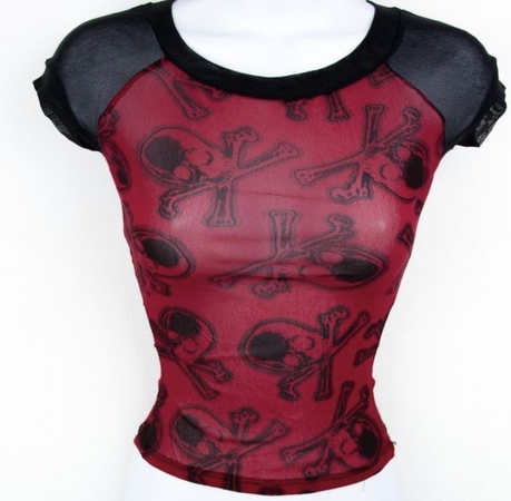 red and black mesh t shirt