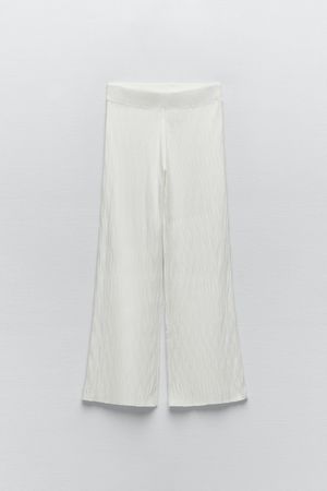 TEXTURED KNIT TROUSERS - White | ZARA Israel