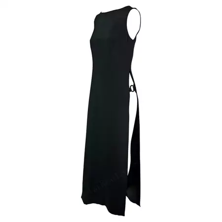 S/S 1996 Dolce and Gabbana Runway Ad High Slit Sleeveless Maxi Dress Ring Set For Sale at 1stDibs