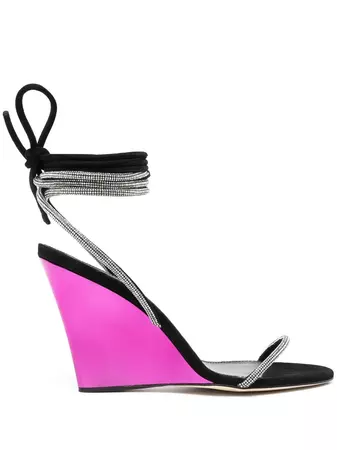 Paris Texas Willow Crystal Ankle-Wrap Wedge Sandals - Farfetch