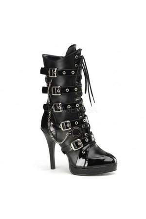 Black Patent Handcuffed Strappy Police Boots