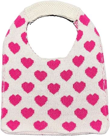 Amazon.com: Pokn Crochet Tote Bag Heart Tote Cutecore Cute Tote Bag Y2K Accessories Shoulder Bag Heart Bag Hobo Bag Y2k Knit (White) : Clothing, Shoes & Jewelry