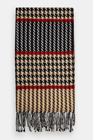 Houndstooth Boucle Stitch Check Scarf | Topshop