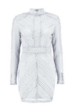 Boutique Crochet Panelled Bodycon Dress | Boohoo