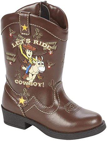 Amazon.com | Disney Pixar Toy Story Toddler Boys Light Up Woody Cowboy Boots (Toddler/Little Kid, Size 8) Brown | Boots