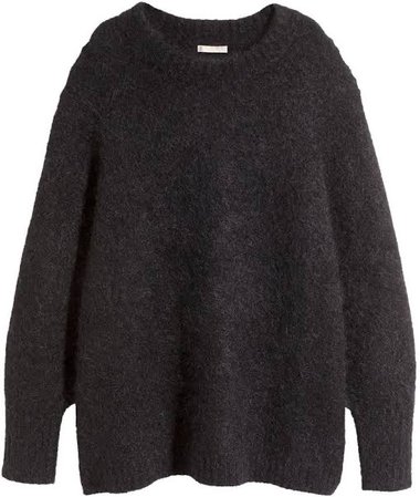 H&M Mohair Blend Sweater Charcoal