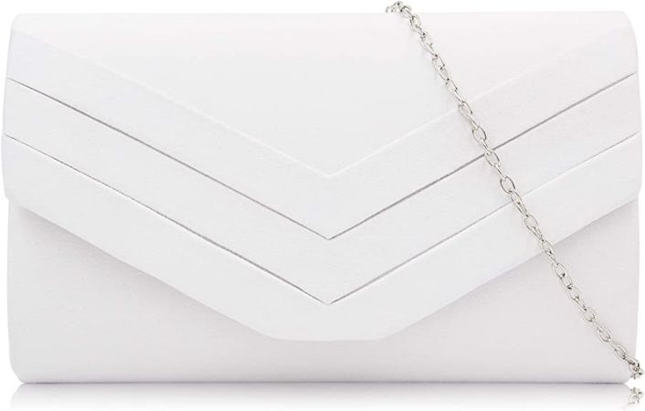 Milisente Clutch Purse for Women, Suede Envelope Evening Purses Crossbody Shoulder Clutch Bag (White): Handbags: Amazon.com