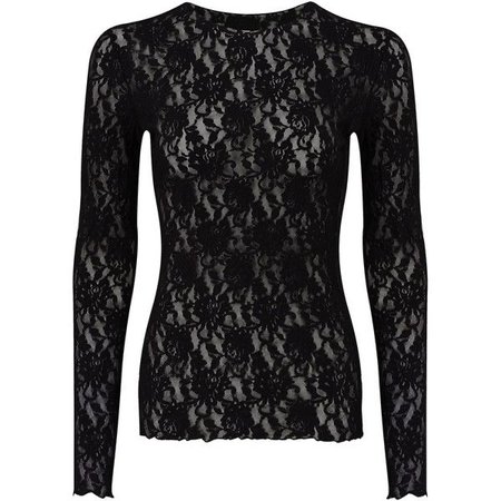 Hanky Panky Unlined Long Sleeved Lace Top - Black ($45)