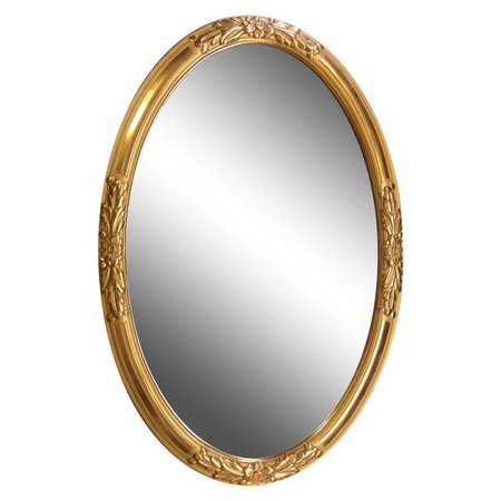 1930s French Gold Wood Framed Oval Mirror | Chairish