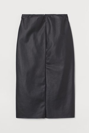Faux Leather Pencil Skirt - Black