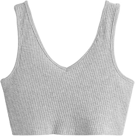 SweatyRocks Women's V Neck Sleeveless Crop Tank Top Basic Ribbed Knit Cami Tops at Amazon Women’s Clothing store