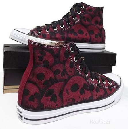 Red and black skull sneakers