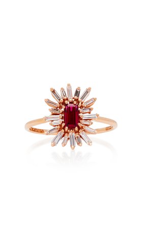 One-of-a-Kind 18K Rose Gold Ruby and Diamond Ring by Suzanne Kalan | Moda Operandi