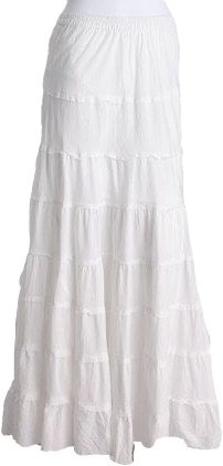 midi white long skirt