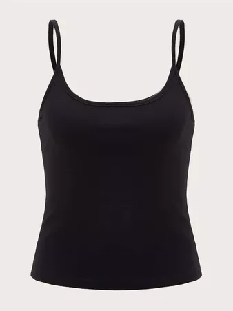 Solid Fitted Cami Top | SHEIN USA black