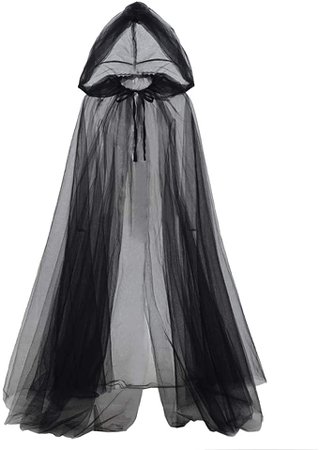 Amazon.com: Ghost Costume Haunted Hooded Cape Costume Black Capes for Women Bride Hooded Cape Cloak 59.06 IN (Black) : Clothing, Shoes & Jewelry