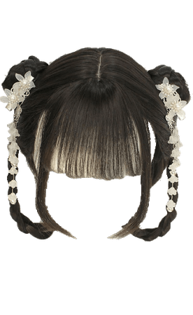 Traditional Chinese Hair - Braided buns with white flower accessories (Dei5 edit)