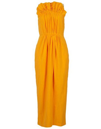 Orange Crinkle Clareta Midi Dress