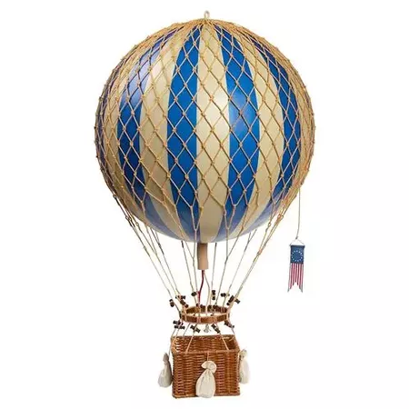 Kathy Kuo Home George Modern Classic Blue Royal Hot Air Balloon Miniature