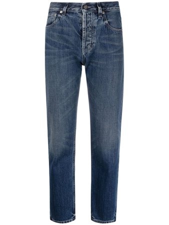 Shop blue Saint Laurent high-waisted cropped jeans with Express Delivery - Farfetch