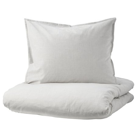 BERGPALM Duvet cover and pillowcase, grey/stripe, 150x200/50x60 cm - IKEA