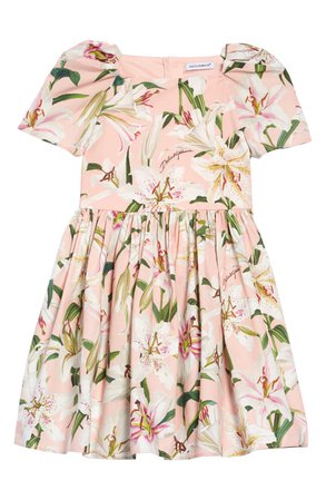 Dolce&Gabbana Lily Print Dress (Toddler Girls, Little Girls & Big Girls) | Nordstrom