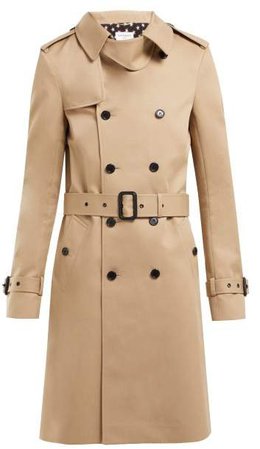 Double Breasted Gabardine Trench Coat - Womens - Beige