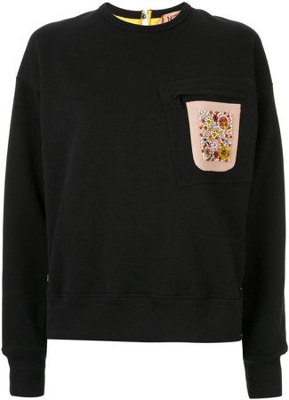 embellished chest pocket sweatshirt