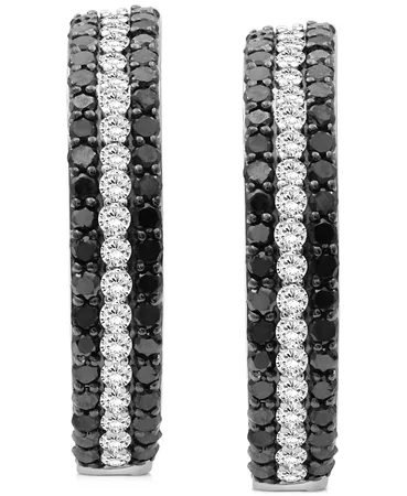 Macy's Diamond Hoop Earrings (3 ct. t.w.) in Sterling Silver