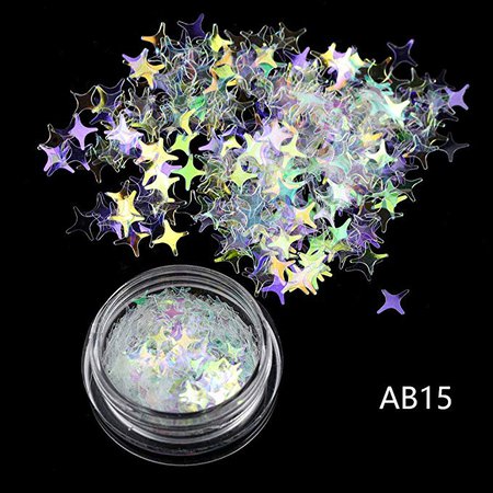 Amazon.com: Holographic Mermaid Nail Glitter Sequins, Four-pointed Star Ultra-thin Iridescent Flakes Chunky Glitters,Star/Moon/Heart/Round/Flower/Butterfly Nail Paillette(AB15): Beauty
