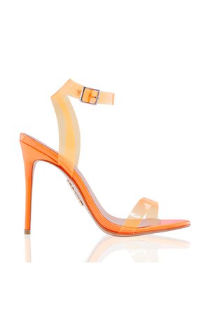 Shoes: 'GHOST' Neon Orange Straps Nude Sandals