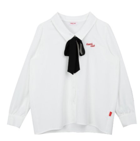 HEART CLUB Self-Tie Ribbon Collared Blouse