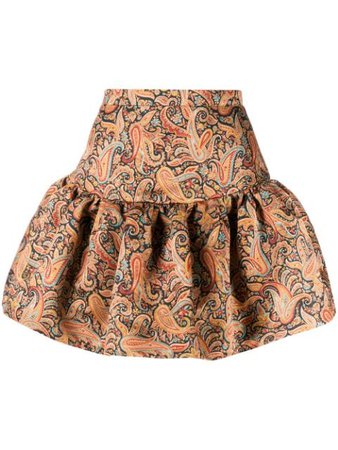 Christopher Kane Structured Paisley Skirt SS20SK1284PAISLEYSATINORANGE Neutral | Farfetch