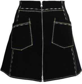Zip-detailed Stretch-knit Mini Skirt