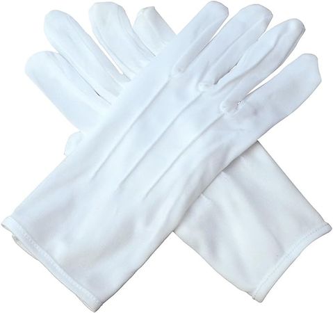 Treasure Gurus White Formal Wedding Tuxedo Butler or Band Uniform Style Short Gloves