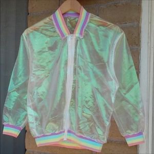Jackets & Coats | Holographic Rainbow Festival Jacket Kawaii Lolita | Poshmark